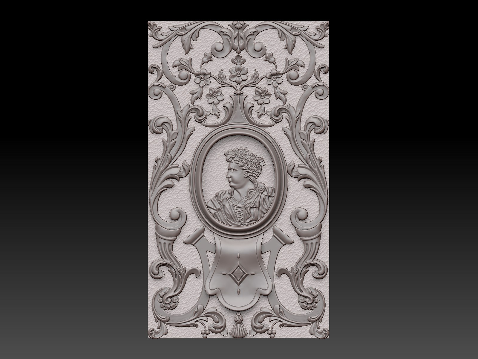 Decorative Panel with Portraits. 3D Sculpting for Production.